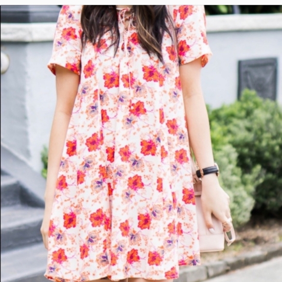 ASTR Lace-Up Hibiscus Floral MiniDress - Picture 2 of 10